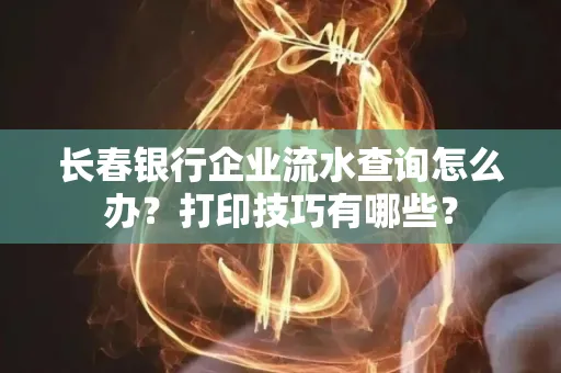 长春银行企业流水查询怎么办?打印技巧有哪些?